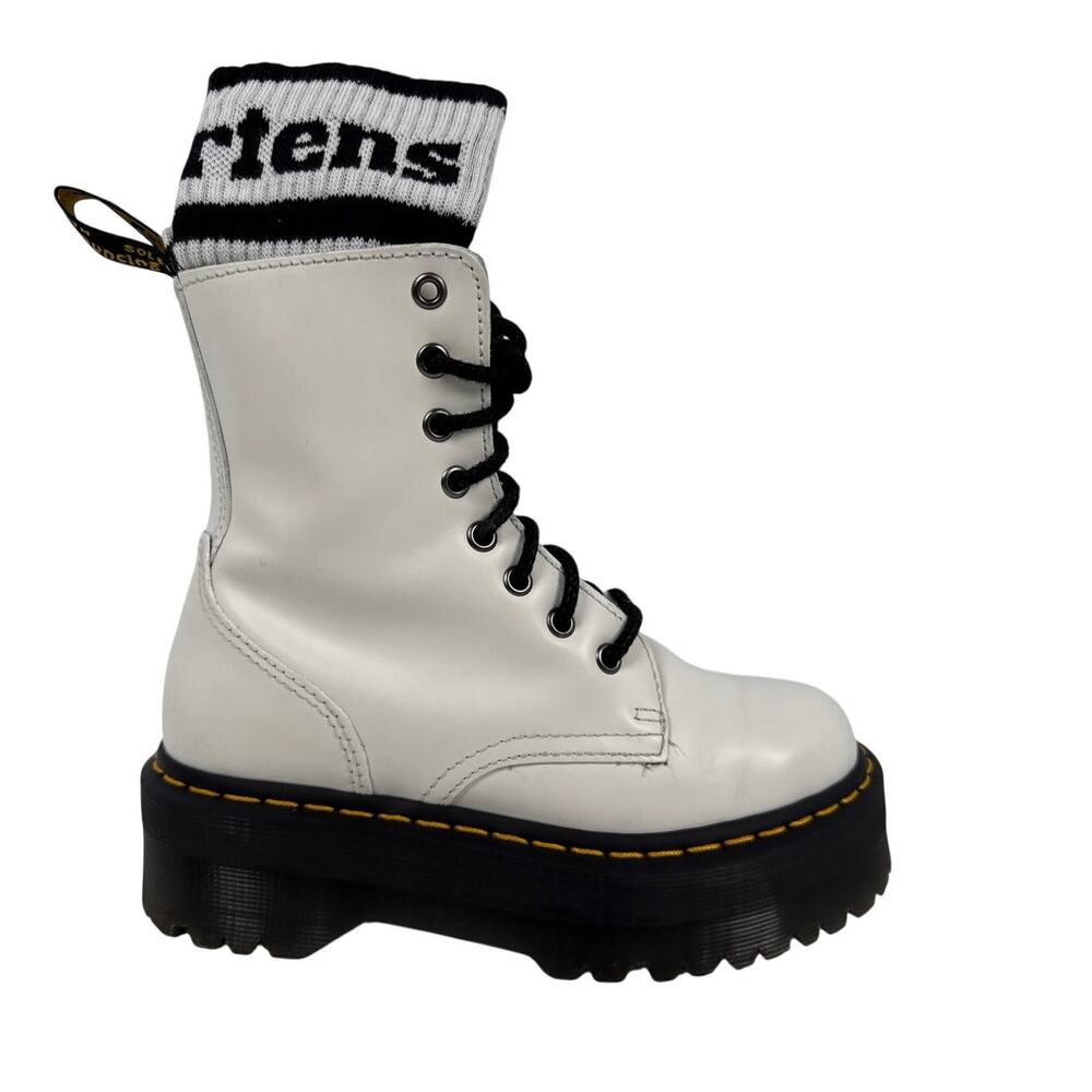 Dr. Martens Jadon Platform Boots Womens 6 Smooth White Smooth Leather Quad Retro